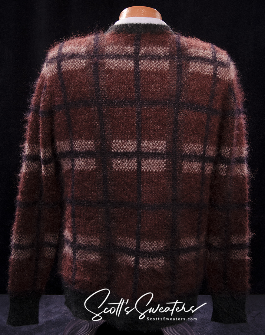 Men's Mohair Sweater Brick-red plaid by Roberto Collina