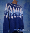 Woman's eyelash sweater fuzzy blue plush crewneck pullover with jacquard design by LC Lauren Conrad