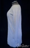 White fuzzy women's sweaterdress by Lou & Grey, knee-length, plush soft knit, small or medium size