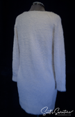 Women's white fuzzy knee-length sweaterdress back view Lou & Grey