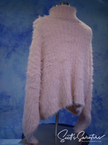 Women's Eyelash Sweater Pink Fuzzy Turtleneck