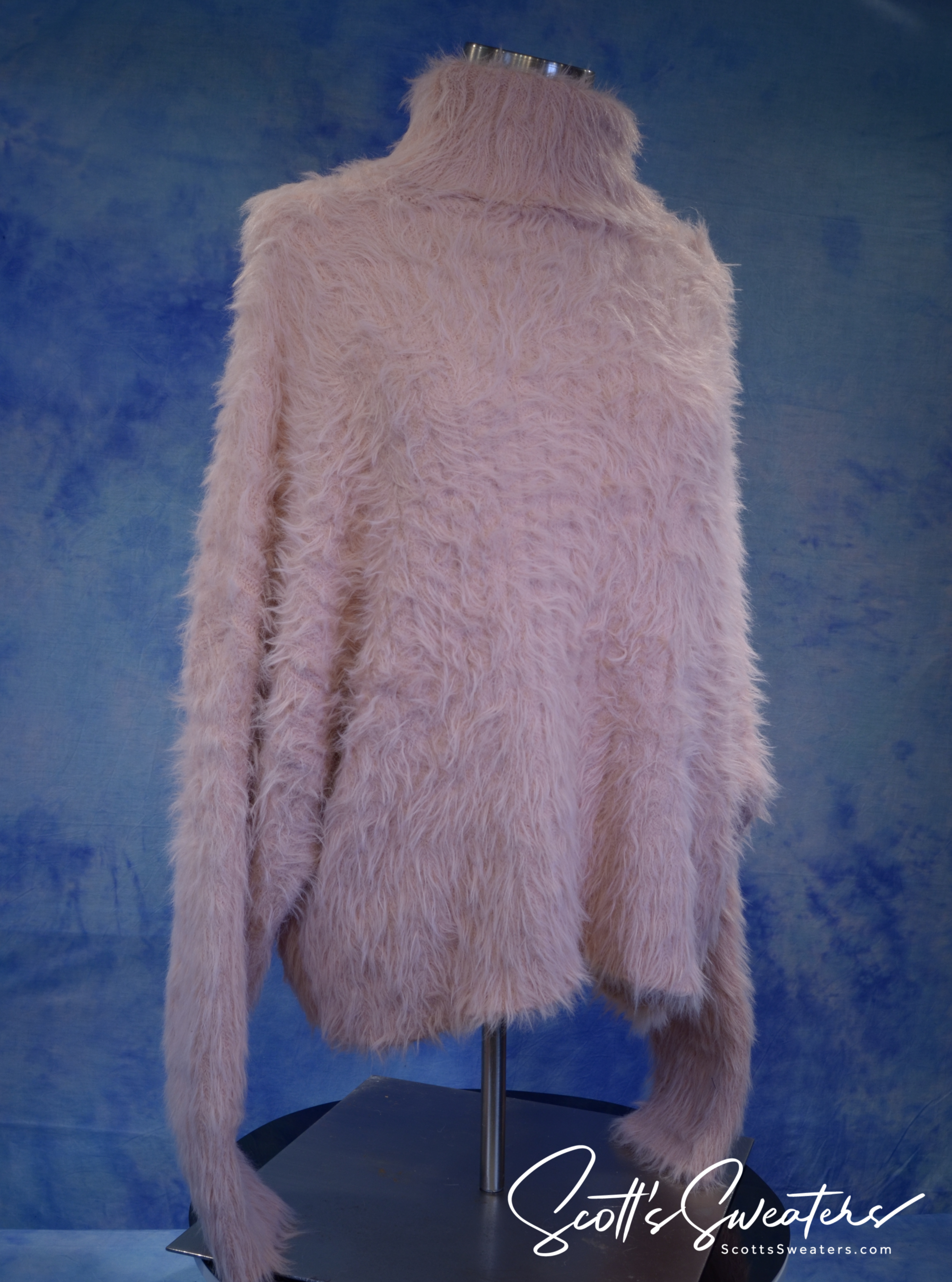 Women's Eyelash Sweater Pink Fuzzy Turtleneck