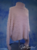 Women's Eyelash Sweater Pink Fuzzy Turtleneck