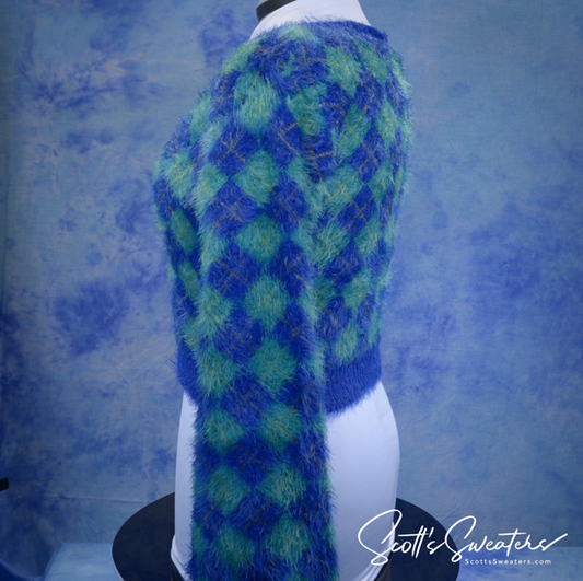 Women's Argyle Cardigan eyelash style sweater