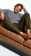 Men's soft luxurious angora sweater with rib-knit texture and V-neck design in multiple colors and sizes