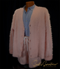 Men's fuzzy cardigan with matching shorts and blue shirt on mannequin