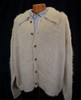 Men's oatmeal colored mohair cardigan sweater-shirt with loose fit and button front