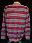 Men's Fuzzy Cardigan plush cardigan sweater with blue and black colorful stripes