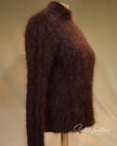 Men's GUCCI Sweater in reddish-brown fuzzy knit, featuring a mock neck and long sleeves for a plush finish