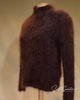 Men's GUCCI Sweater in dark reddish-brown fuzzy angora, featuring a mock neck and long sleeves