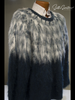 mens fuzzy sweater Unisex crewneck mohair sweater with slouchy fit and Icelandic style yoke design in fuzzy brown and cream colors