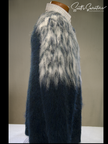 mens fuzzy sweater Unisex crewneck mohair sweater with slouchy fit and Icelandic style yoke design in fuzzy brown and cream colors