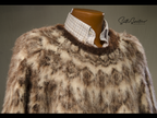 mens fuzzy sweater Unisex crewneck mohair sweater with slouchy fit and Icelandic style yoke design in fuzzy brown and cream colors