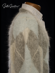 Men's alpaca mohair grey and blue argyle cardigan sweater by AMI Alexandre Mattiussi, soft and fuzzy texture, size XL