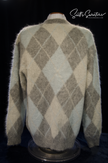 Men's Alpaca Mohair grey argyle fuzzy cardigan sweater by AMI Alexandre Mattiussi X-Large