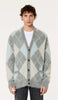 Men's Alpaca Mohair grey blue argyle cardigan sweater by AMI Alexandre Mattiussi