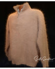 Men's Angora sweater with quarter zipper neck and ribbed panels for warmth and style