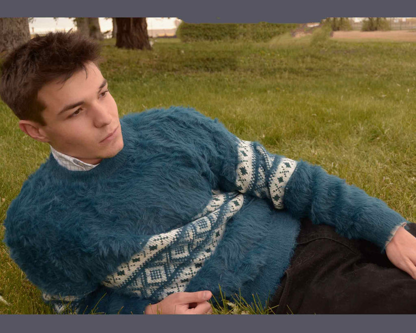 Men's Fleece Sweater Fuzzy Faux Fur Men's Sweater Urban Outfitters BDG