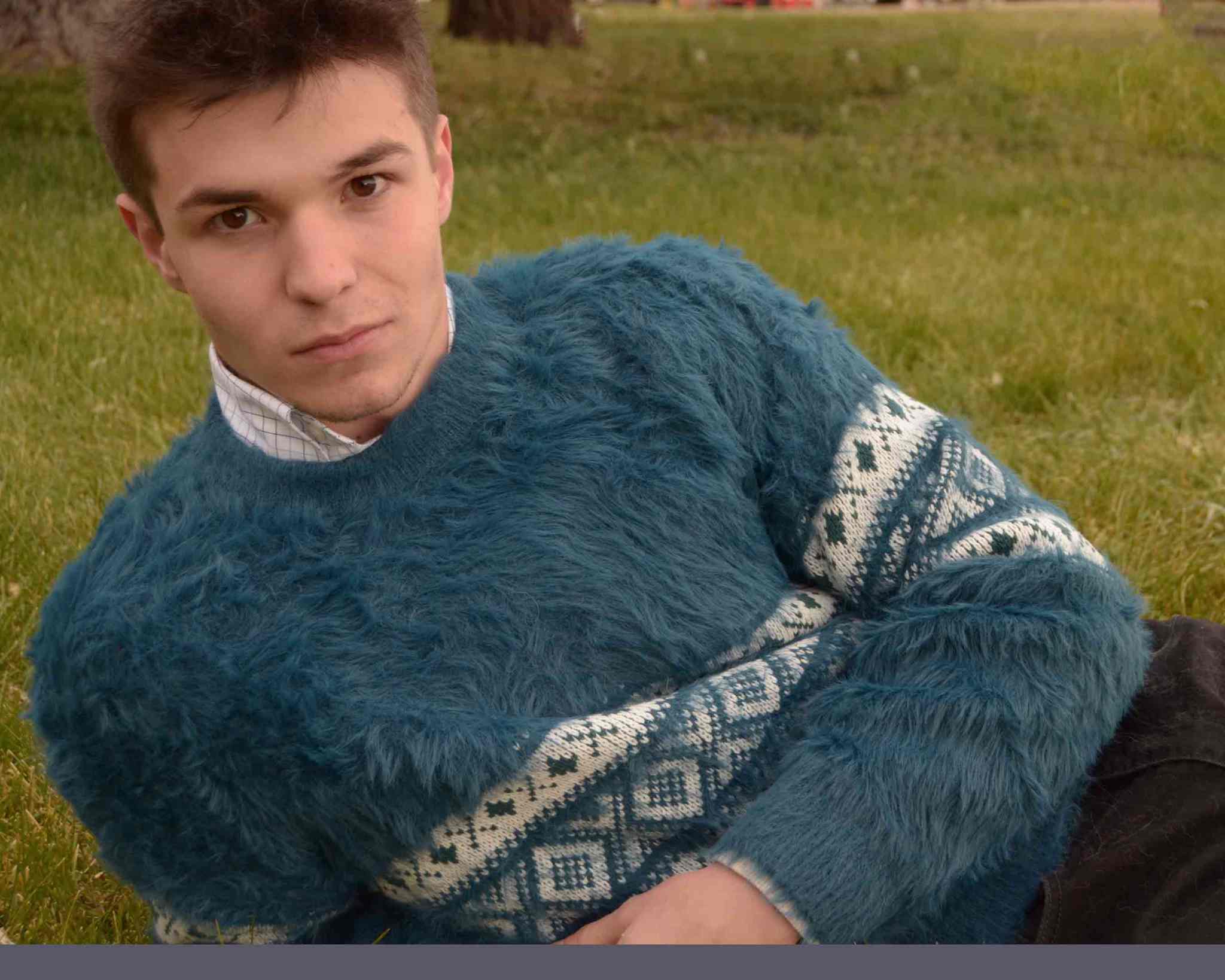 Men's Fleece Sweater Fuzzy Faux Fur Men's Sweater Urban Outfitters BDG