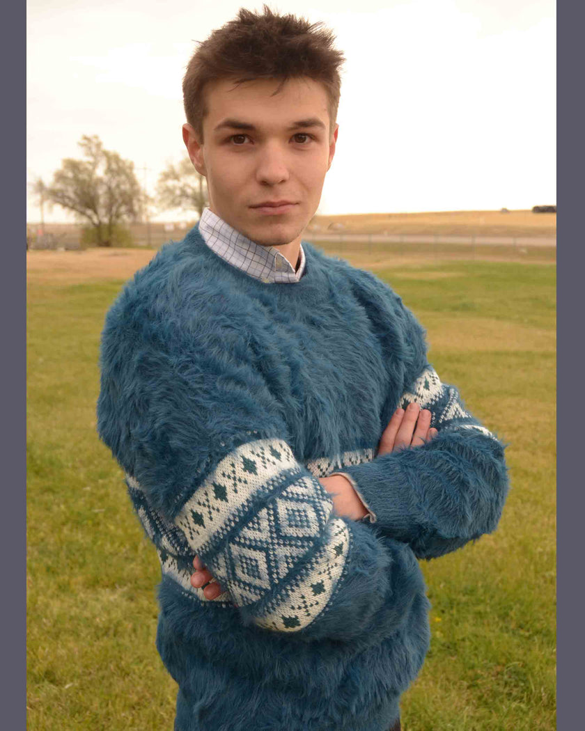 Men's Fleece Sweater Fuzzy Faux Fur Men's Sweater Urban Outfitters BDG