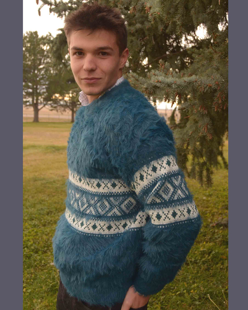 Men's Fleece Sweater Fuzzy Faux Fur Men's Sweater Urban Outfitters BDG