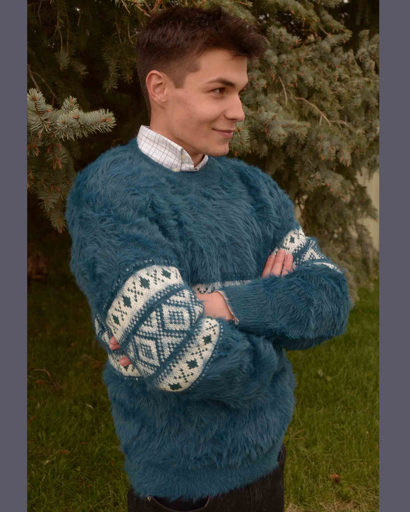 Men's Fleece Sweater Fuzzy Faux Fur Men's Sweater Urban Outfitters BDG