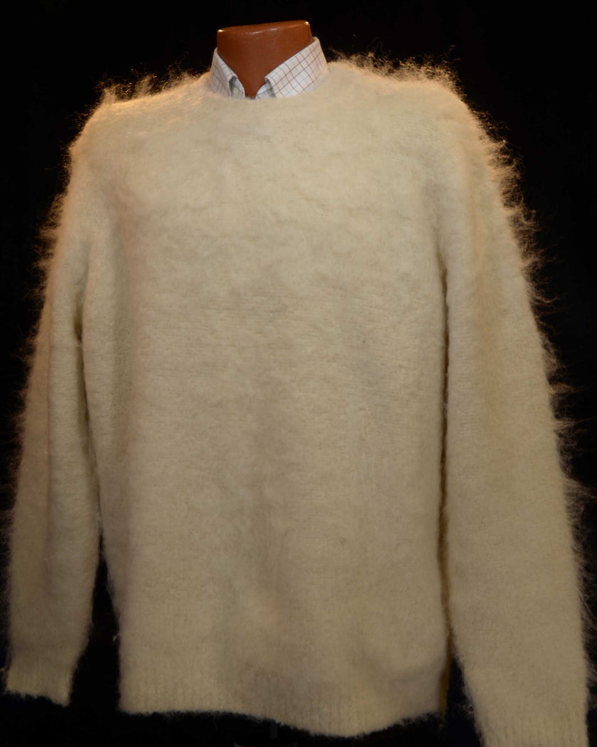 Men's Faux Mohair Sweater 2XL crewneck with reverse-knit stitching, soft and lightweight warmth