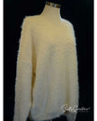 Women's eyelash sweaters soft fuzzy plush V-neck nylon pullover