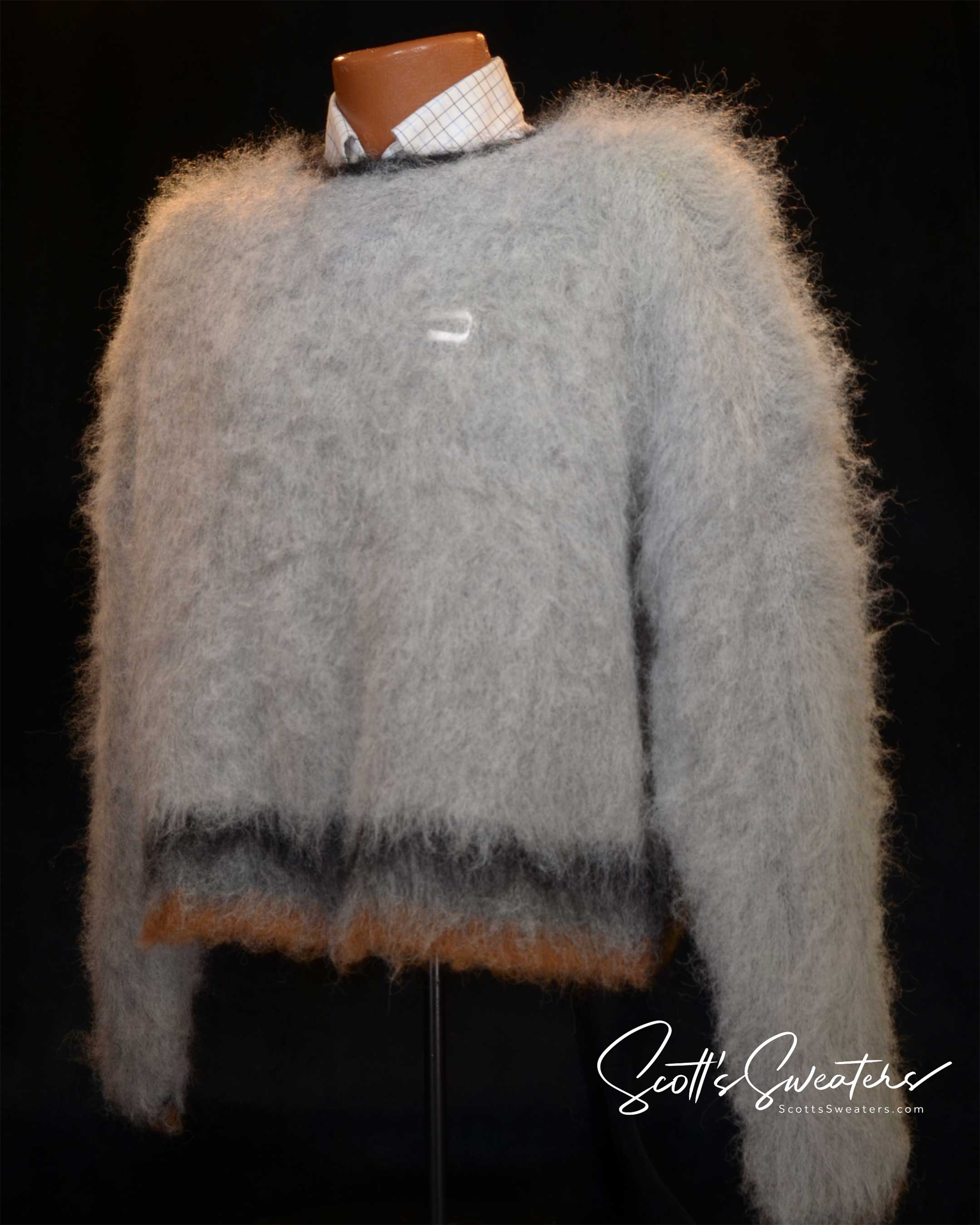Men's fuzzy sweater modern design front view