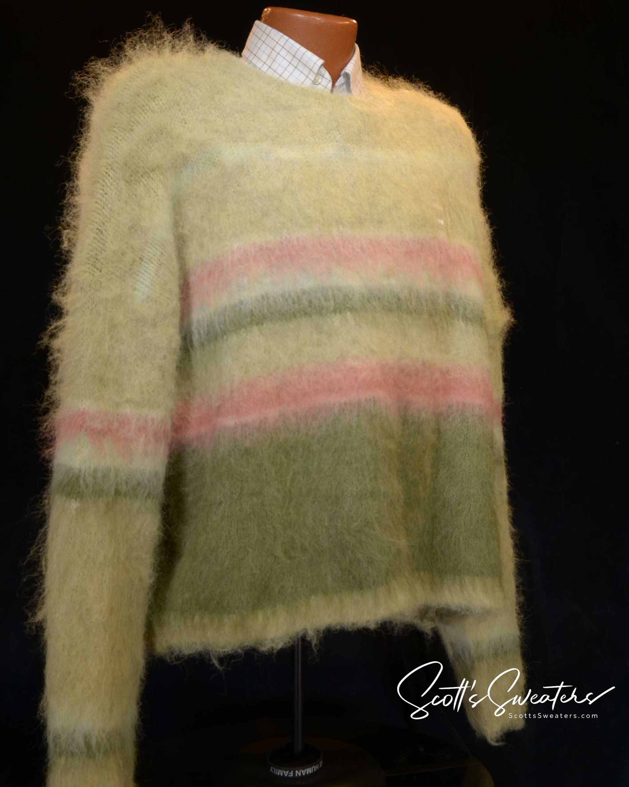 Men's fuzzy sweater modern design on a male model