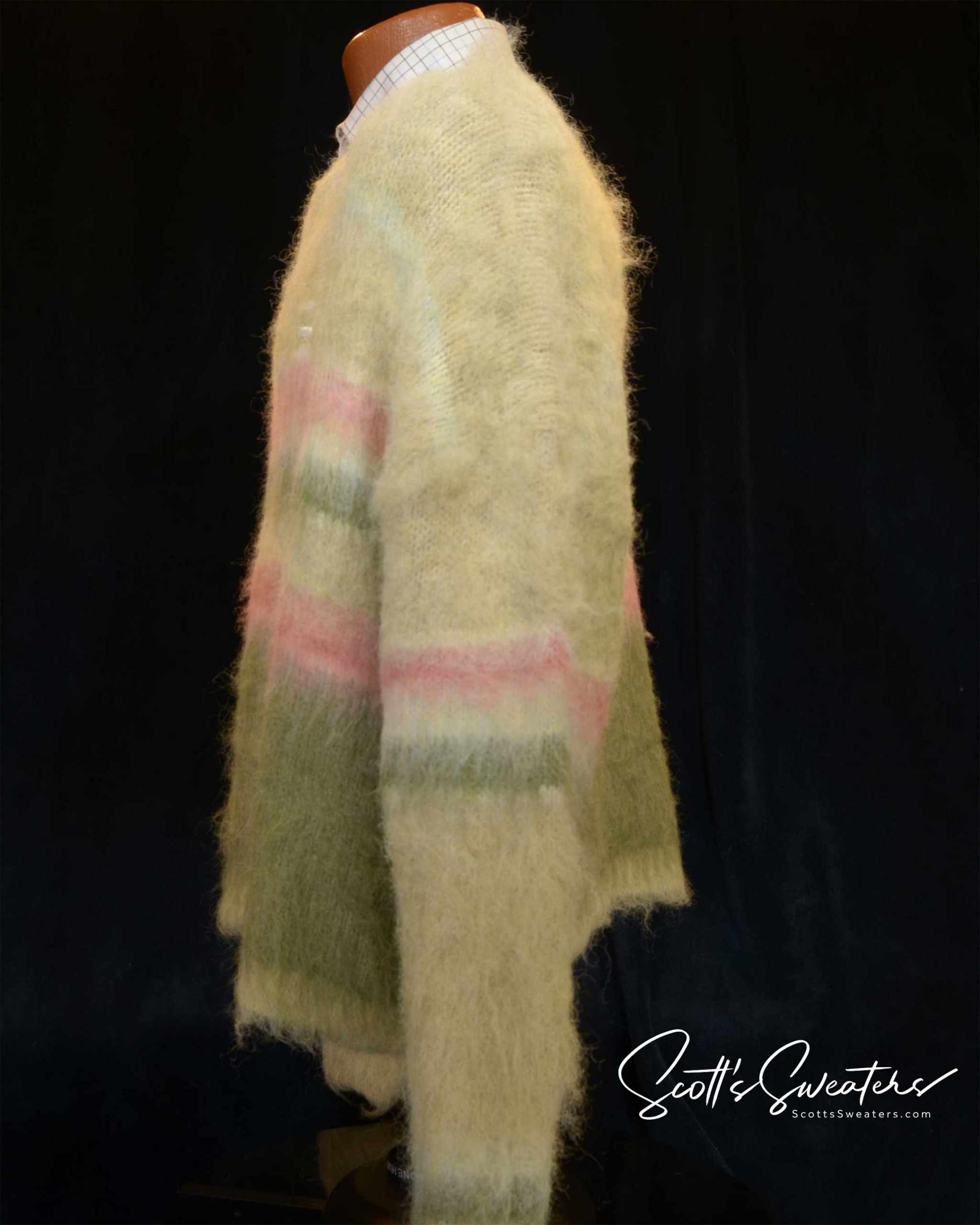 Men's fuzzy sweater modern design in light gray wool fabric