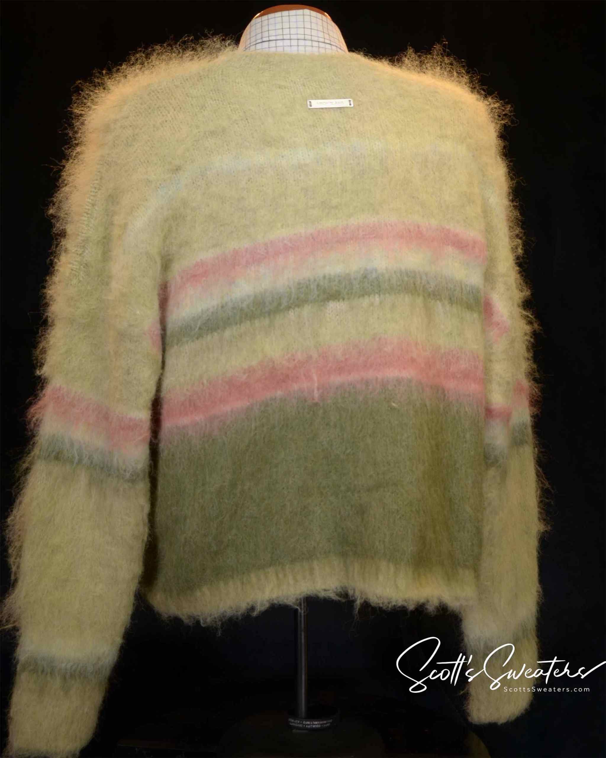 Men's fuzzy sweater modern design close-up view