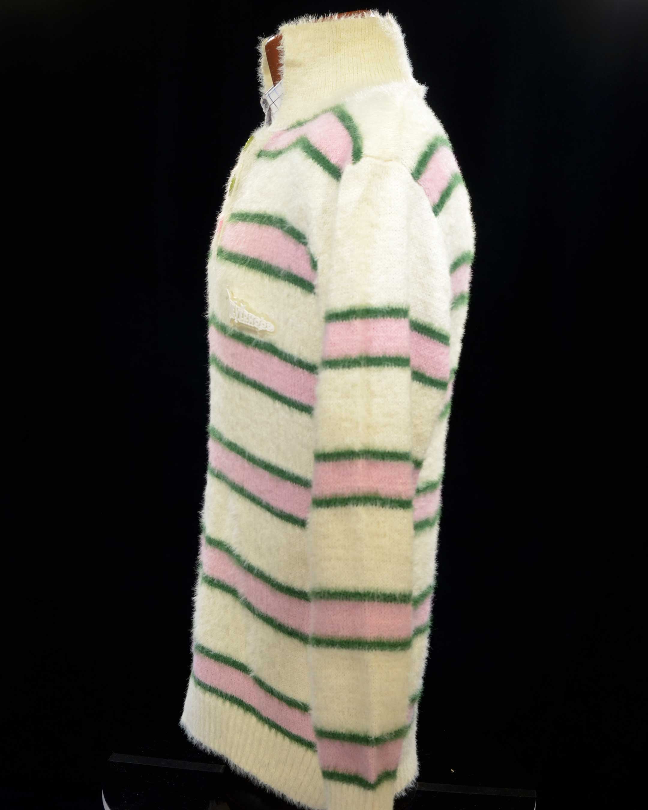 Men's Pastel Sweaters - Eyelash Sweaters with Striped Polo Neck Style