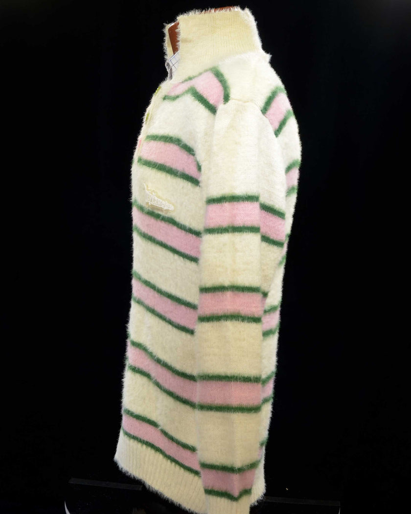 Men's Pastel Sweaters - Eyelash Sweaters with Striped Polo Neck Style