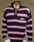 Men's Pastel Sweaters - Eyelash Sweaters with Striped Polo Neck Style