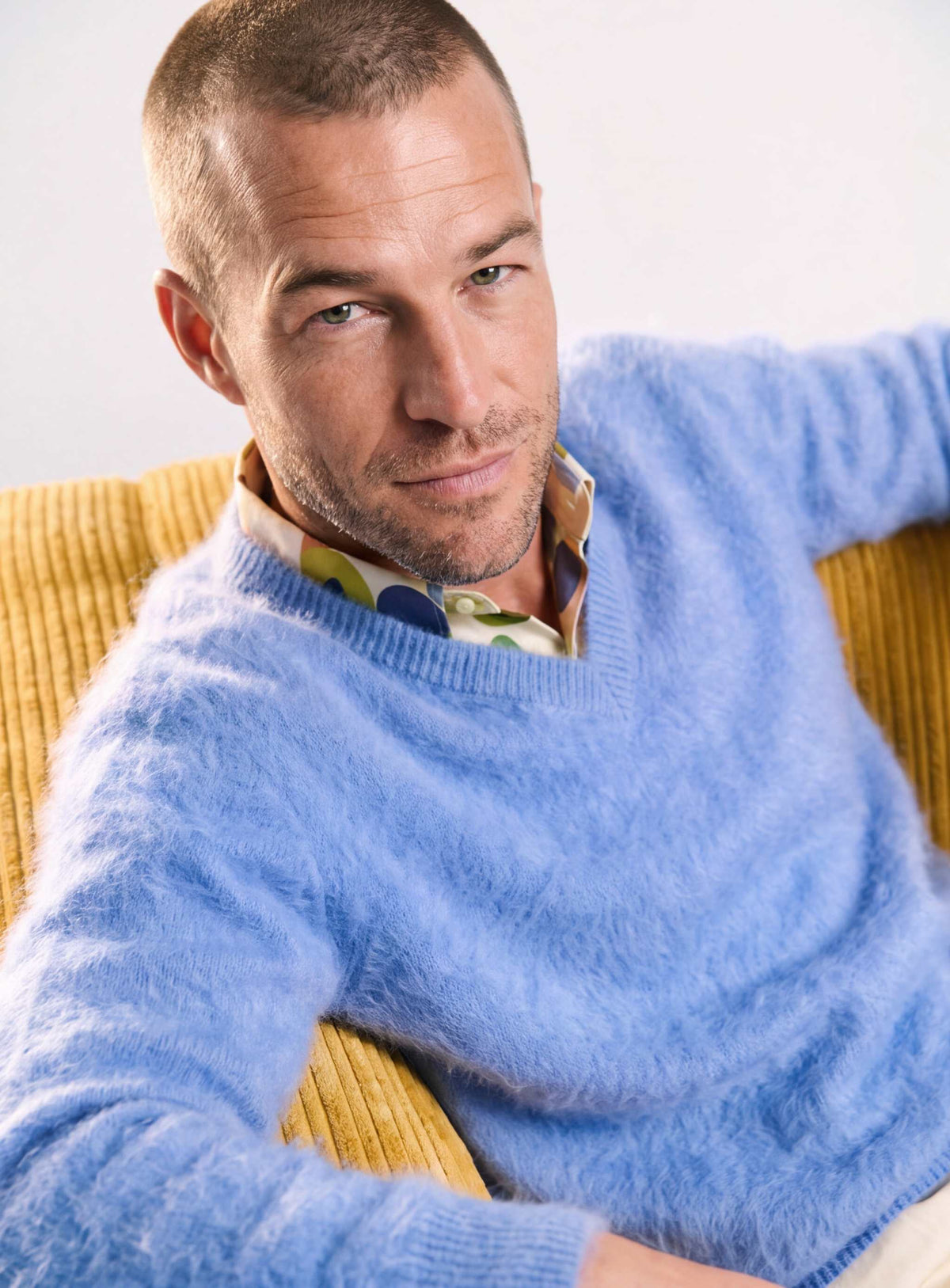 Men's Ultra-Soft Angora V-Neck Sweater