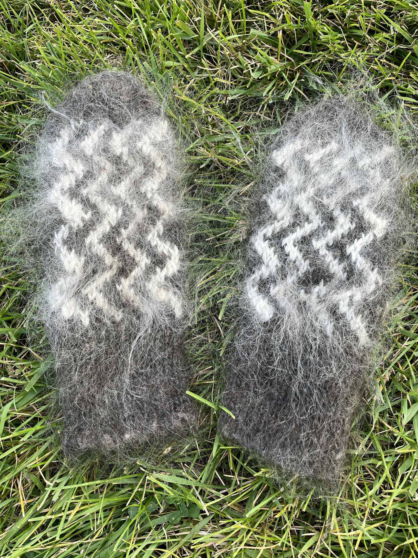 Fluffy New Handknit Mittens of Angora or Mohair from Siberia