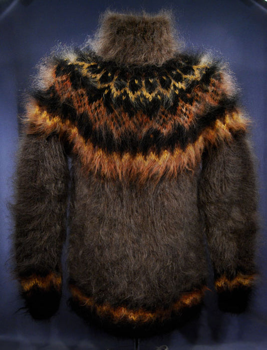 Handgestrickter Rollkragenpullover aus Mohair für Herren – Farbe Nerz