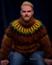 Copper men's handknit long-fiber mohair turtleneck sweater, luxurious and warm