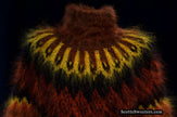 Copper men's handknit turtleneck mohair sweater with long fibers and fuzzy texture