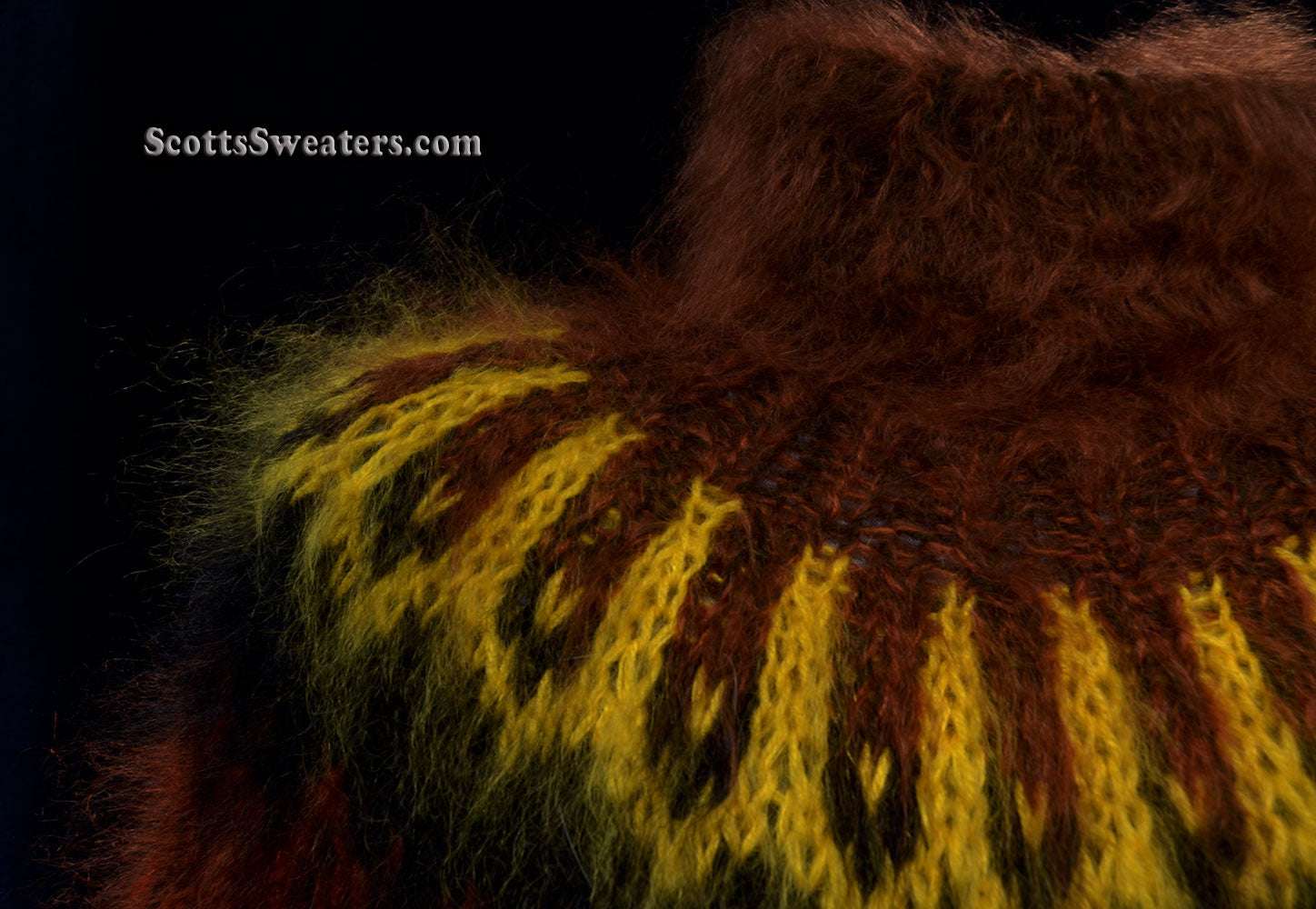 Men's handknit copper mohair turtleneck sweater, luxurious and warm