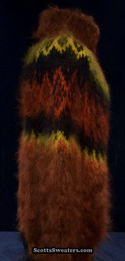Men's handknit copper mohair turtleneck sweater, warm and luxurious