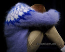 Men's Mohair Cardigan in fuzzy hand-knit blue with white and blue pattern by Scott's Sweaters