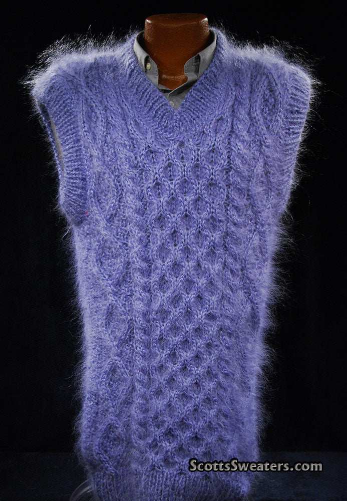 Men's handknit long-hair soft mohair sweater vest by Scott's Sweaters