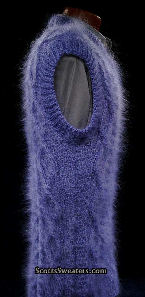 Men's handknit long-hair soft mohair sleeveless sweater vest by Scott's Sweaters