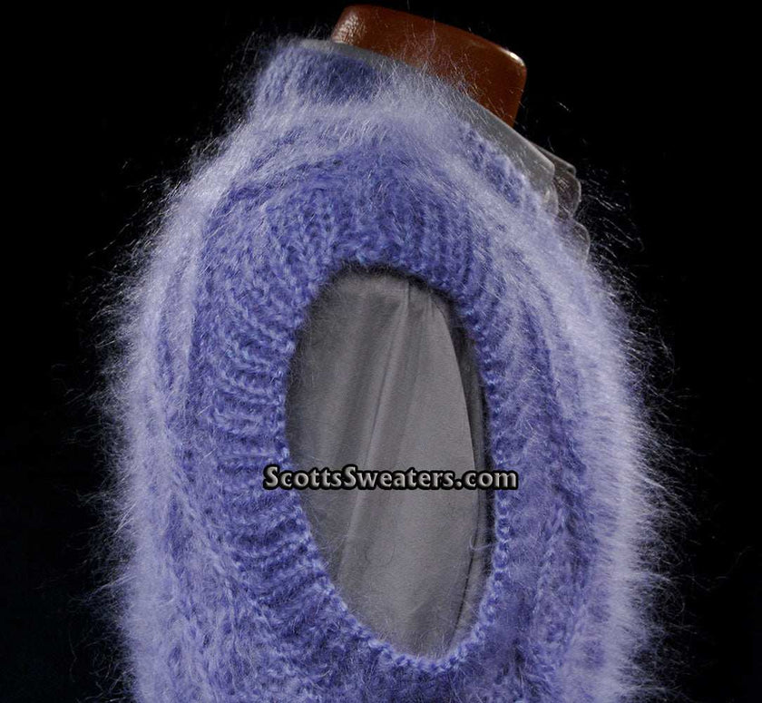 Men's handknit long-hair soft mohair sleeveless sweater vest by Scott's Sweaters
