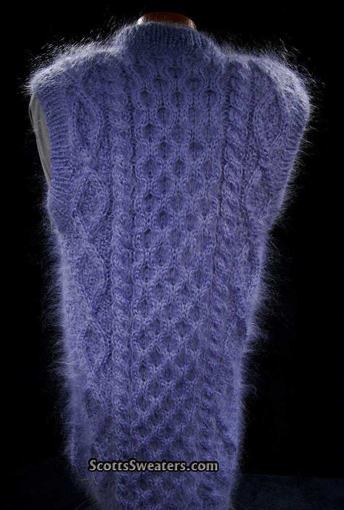 Men's handknit mohair sleeveless sweater vest in soft long-hair design