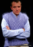 Men's handknit long-hair soft mohair sleeveless sweater vest matching cardigan