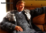 Handknit mohair cardigan men's fuzzy zipper-front sweater by Scotts Sweaters