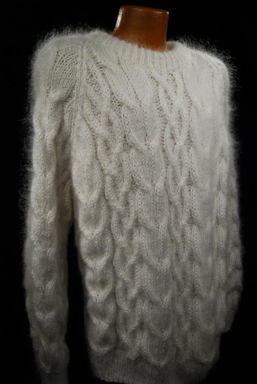 Handgestrickte dicke Mohairpullover mit Zopfmuster für Herren [#700-035]
